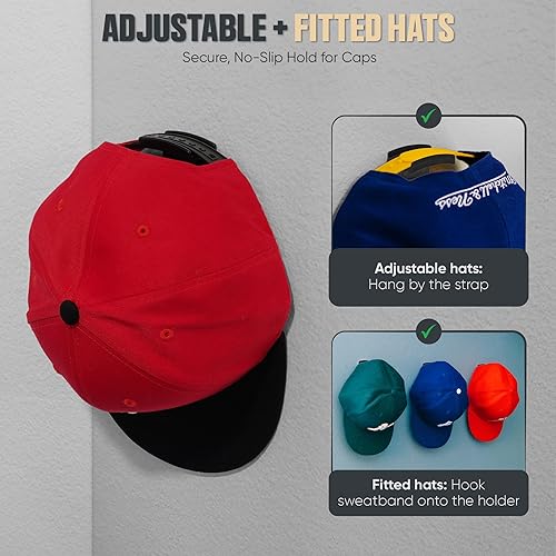 Miniatura 3 de Modern JP Ganchos adhesivos para sombreros de pared (paquete de 8) Diseño minimalista para sombreros, sin taladrar, ganchos de sujeción fuerte para