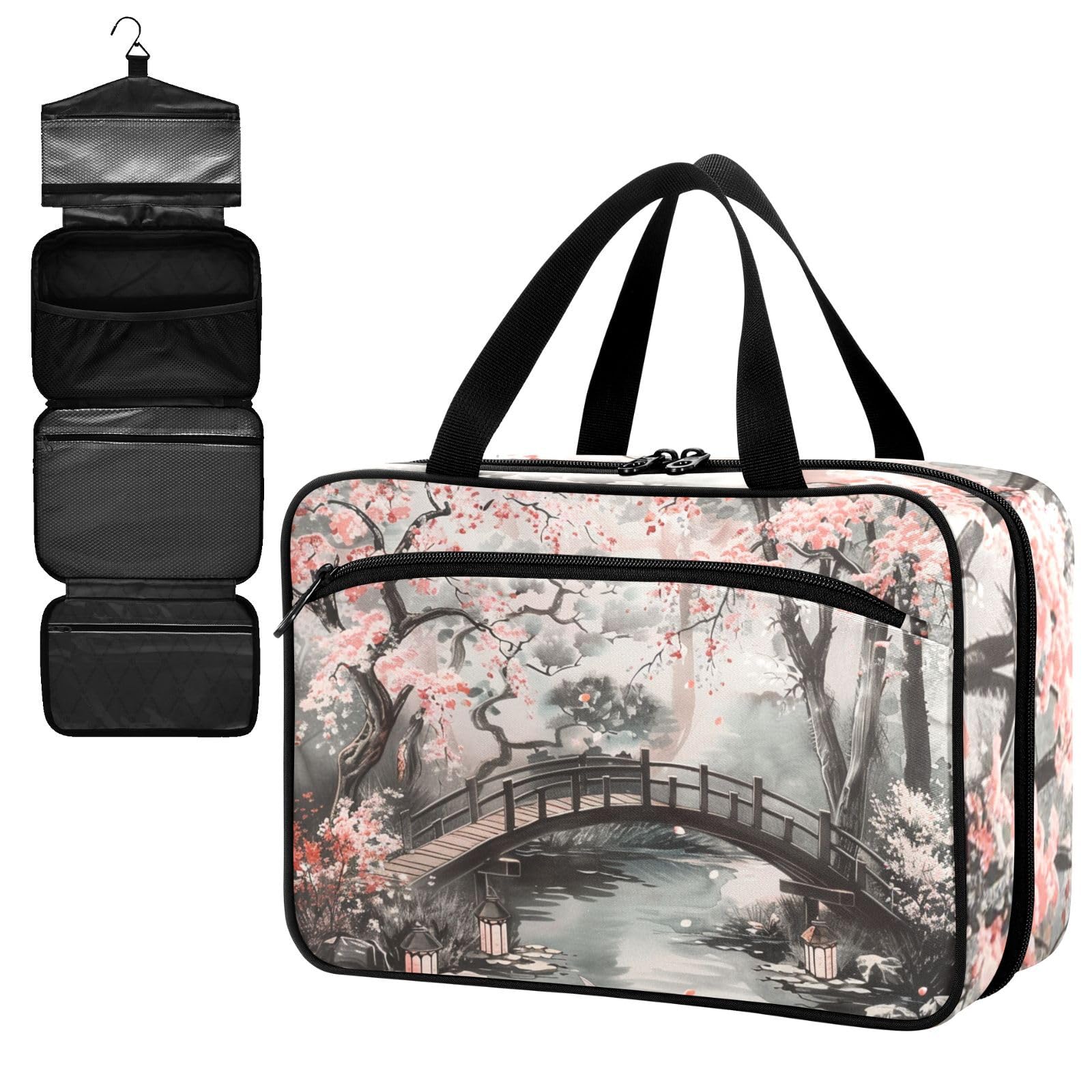 Fustylead Japanese Garden with Koi Fish Large Medical Storage Bag with Zipper Empty First Aid Bag Trauma Kit for Traveling Hiking Camping Backpacking