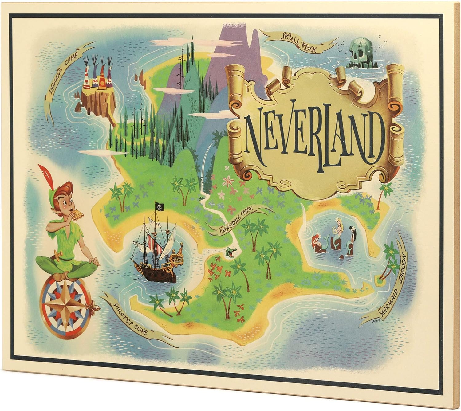 Open Road Brands Disney Peter Pan Neverland Map - Large Peter Pan Wall Decor for Kids' Bedroom, Play Room or Nursery