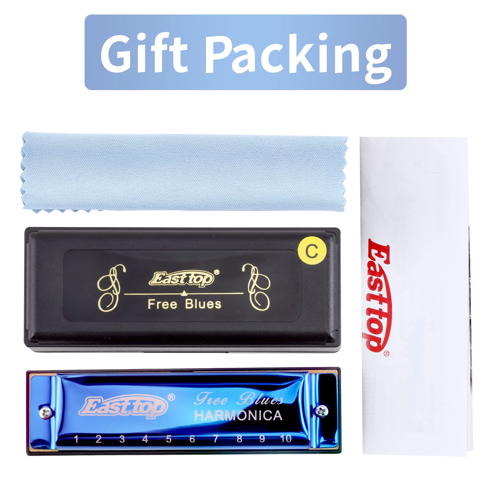 East Top Harmonica Set Of 3,10 Holes Blues Harp Diatonic Mouth Organ