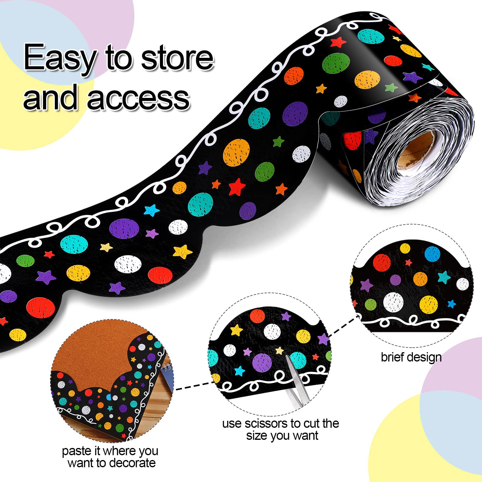 Black And White Polka Dot Bulletin Board Border Eaasty 69 Ft Black ...