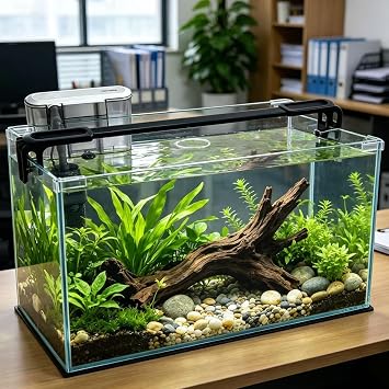 Vimvins 10 Gallon Glass Fish Tank, Easy to Maintain Small Aquarium for Betta/Shrimp and Aquatic Planting.