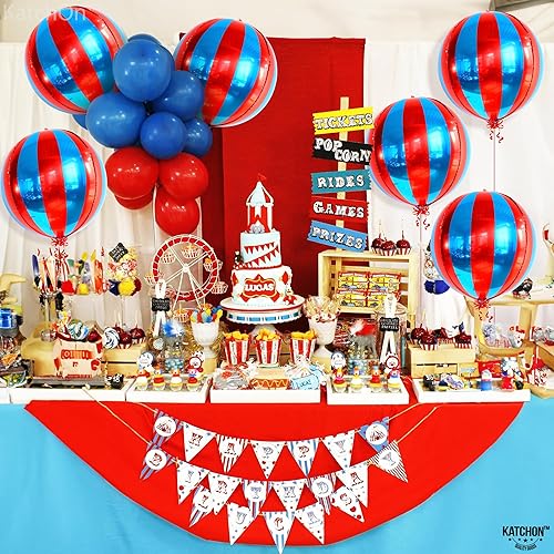 Miniatura 8 de Globos de carnaval grandes, rojos y azules, paquete de 6, decoraciones de circo, globos rojos y azules 4D de 22 pulgadas y 360 grados, decoraciones