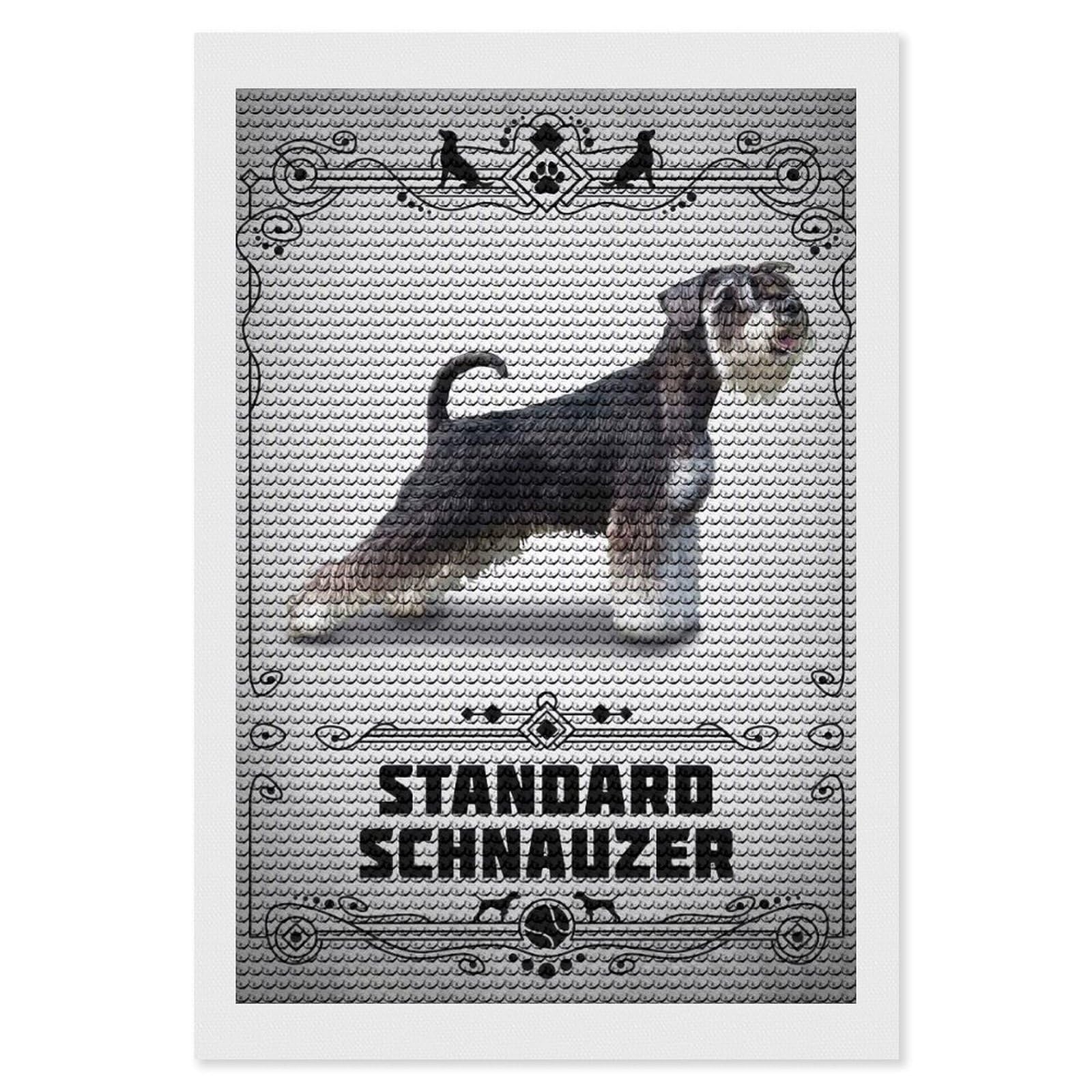 Junmoney Standard Schnauzer Diamond Art Kit 8"x12", Gift Idea, for Family Craft Time, Mindful Craft Activity, Boho Decor, Relaxing DIY Hobby