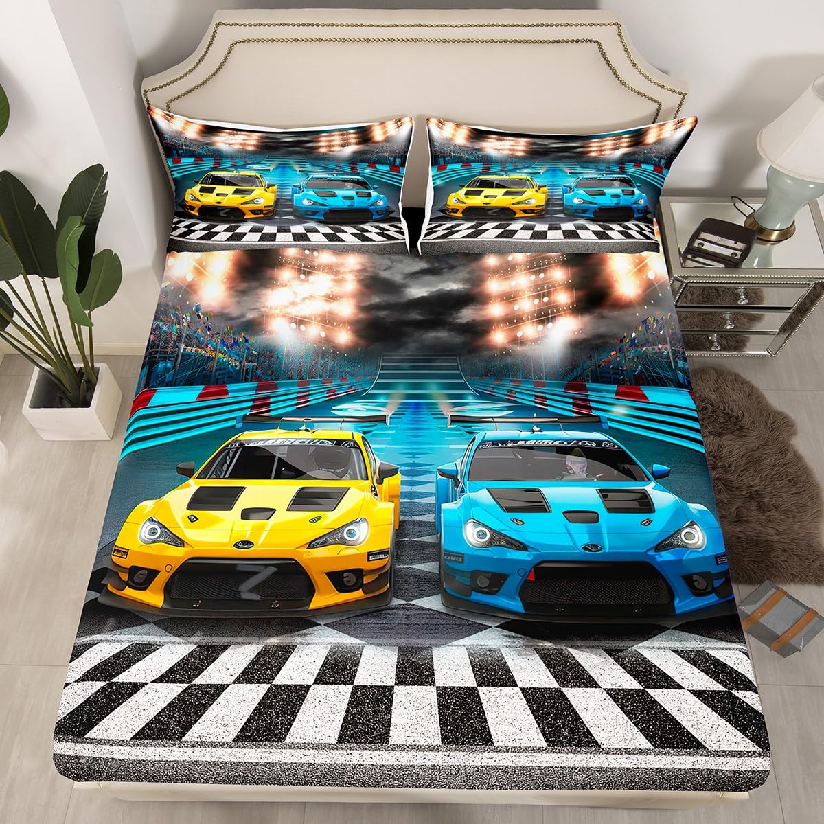 Feelyou Sports Car Bedding Set Extreme Sports Decor Bed Sheet Set