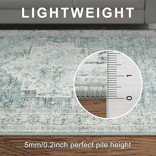 Miniatura 4 de LIVEBOX Alfombra lavable de 8 x 10 pulgadas, alfombra bohemia grande para sala de estar, alfombra vintage para dormitorio, antideslizante, retro,