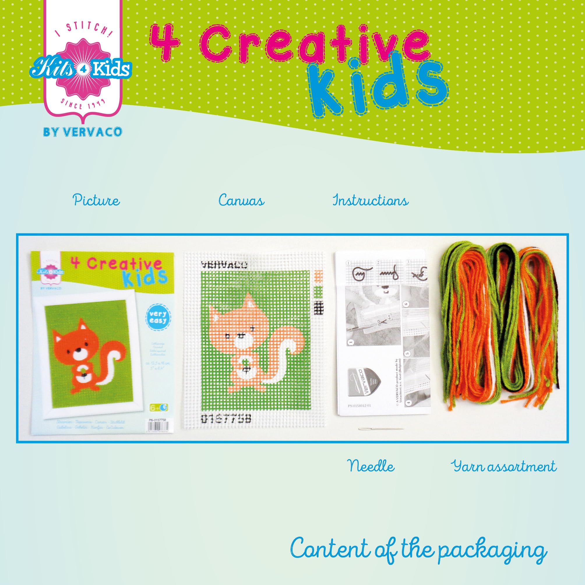 VERVACO Set Ricamo Punto Croce Per Bambini: Tema Zebra, Dimensioni 12,5x16 Cm. Kit Fai-da-te Con Tela Prestampata, Ago Facile E Filato. Perfetto Per Principianti, Attività Creativa E Regalo.