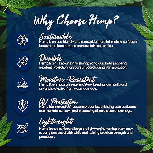 Miniatura 6 de Wave Tribe Bolsa de viaje para tabla de surf de cáñamo, mini Simmons, tabla corta, bolsa de tabla de surf longboard, bolsas duraderas para surfistas