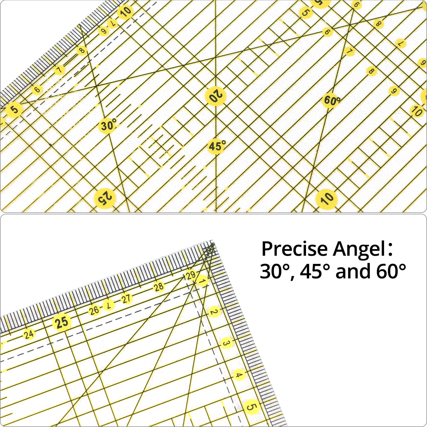 QWORK® 2 Pezzi righelli per patchwork, 15x15 cm e 15x30 cm righello per quilting con scala, righelli da cucito universale