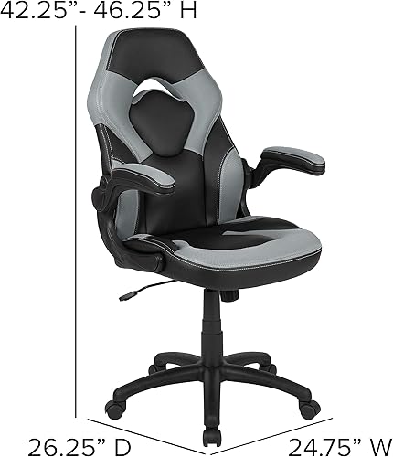 Miniatura 24 de Flash Furniture X10 - Silla giratoria de policarbonato ergonómica y ajustable con apoyabrazos abatibles; para videojuegos, juegos de carreras,