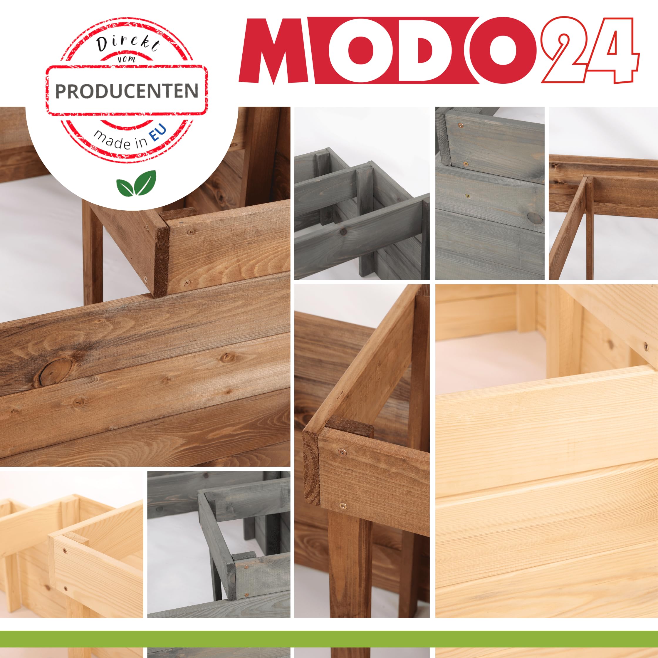 Hochbeet Holz, 3-stufiger Pflanzkasten, Blumenkasten, Gemüsebeet, Kräuterbeet, Anzuchtset, Anzuchtkasten, mit Gartenvlies als Unterlage und Schrauben, Abmessungen 45x30x93 cm, Farbe: Grau