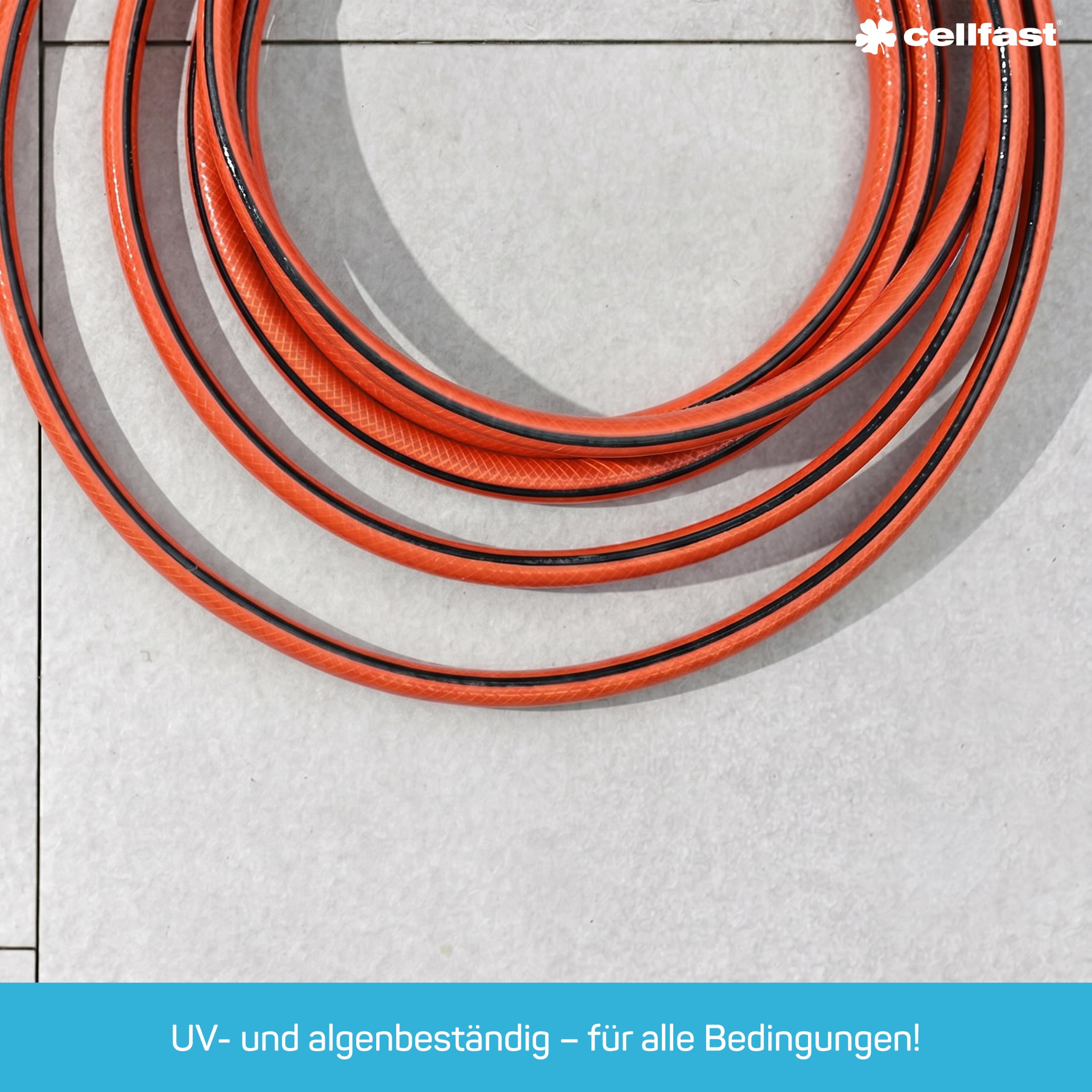 CELLFAST Gartenschlauch 1/2" 50 m - 5-lagiger Wasserschlauch mit Kreuzgewebe - 28 bar - UV-beständig - Anti Algae - Strapazierfähig Flexibel - Professional