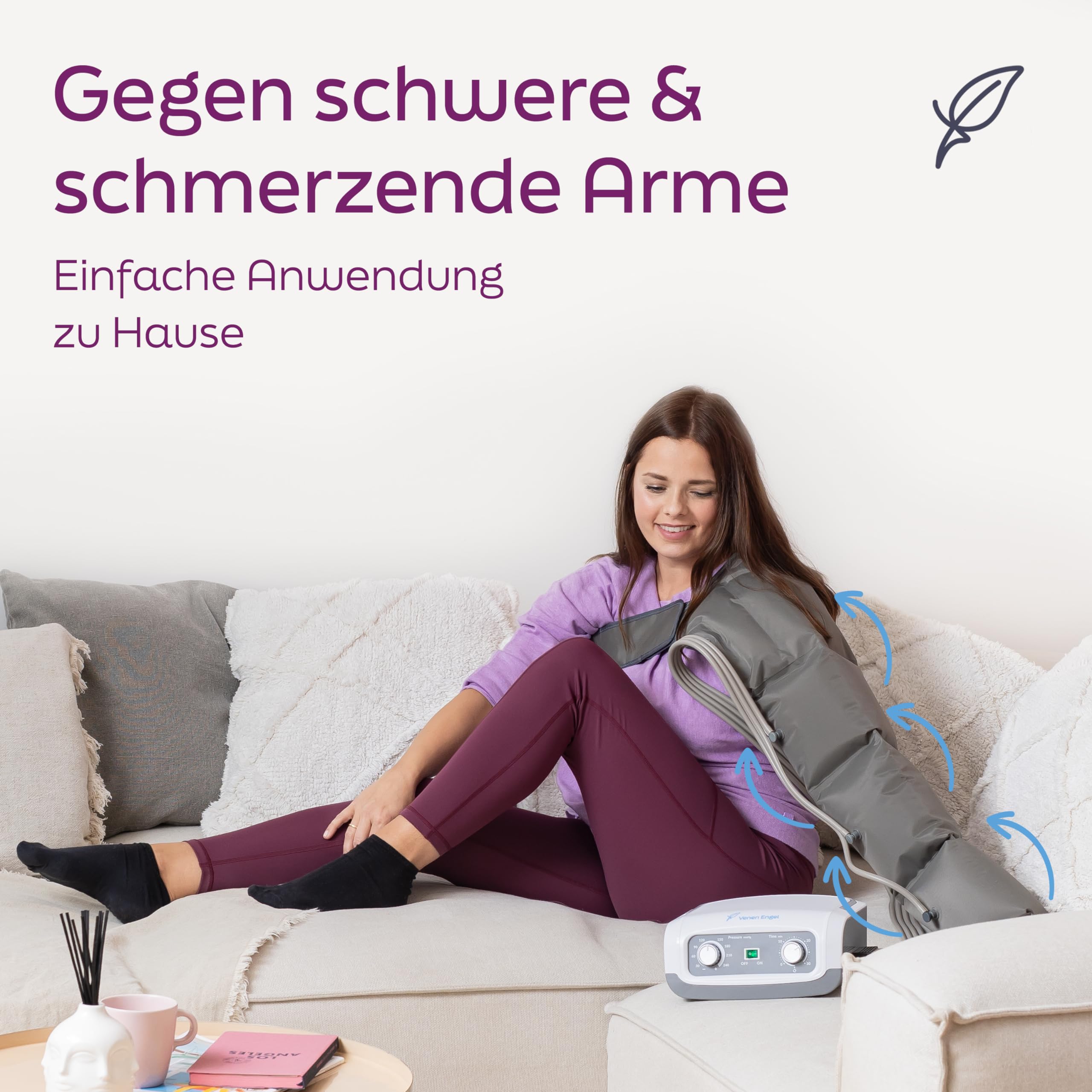 Venen Engel 4 Basic mit Armmanschette 4 Luftkammern 1 Massageprogramm fördert die Durchblutung Arm Massagegerät - Gegen Wassereinlagerungen - ergänzend zur manuellen Lymphdrainage