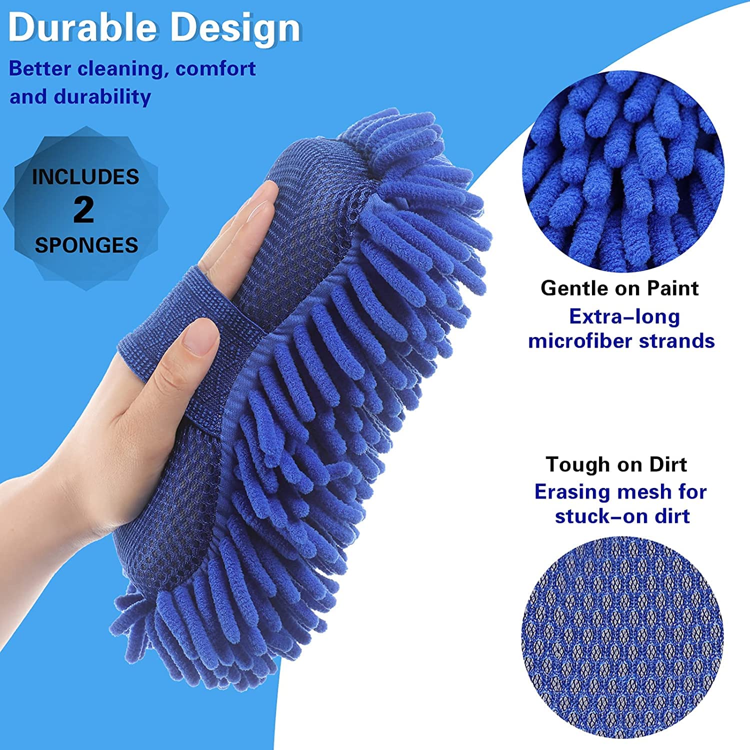 Car Sponges GADLANE Jumbo Car Wash Sponges 3 Pack - Super Absorbent Car Sponge Set For Car Exterior & Window Washing - Non-Scratch Large Sponges Microfibre Mesh 2025 Honda Ridgeline Accessories