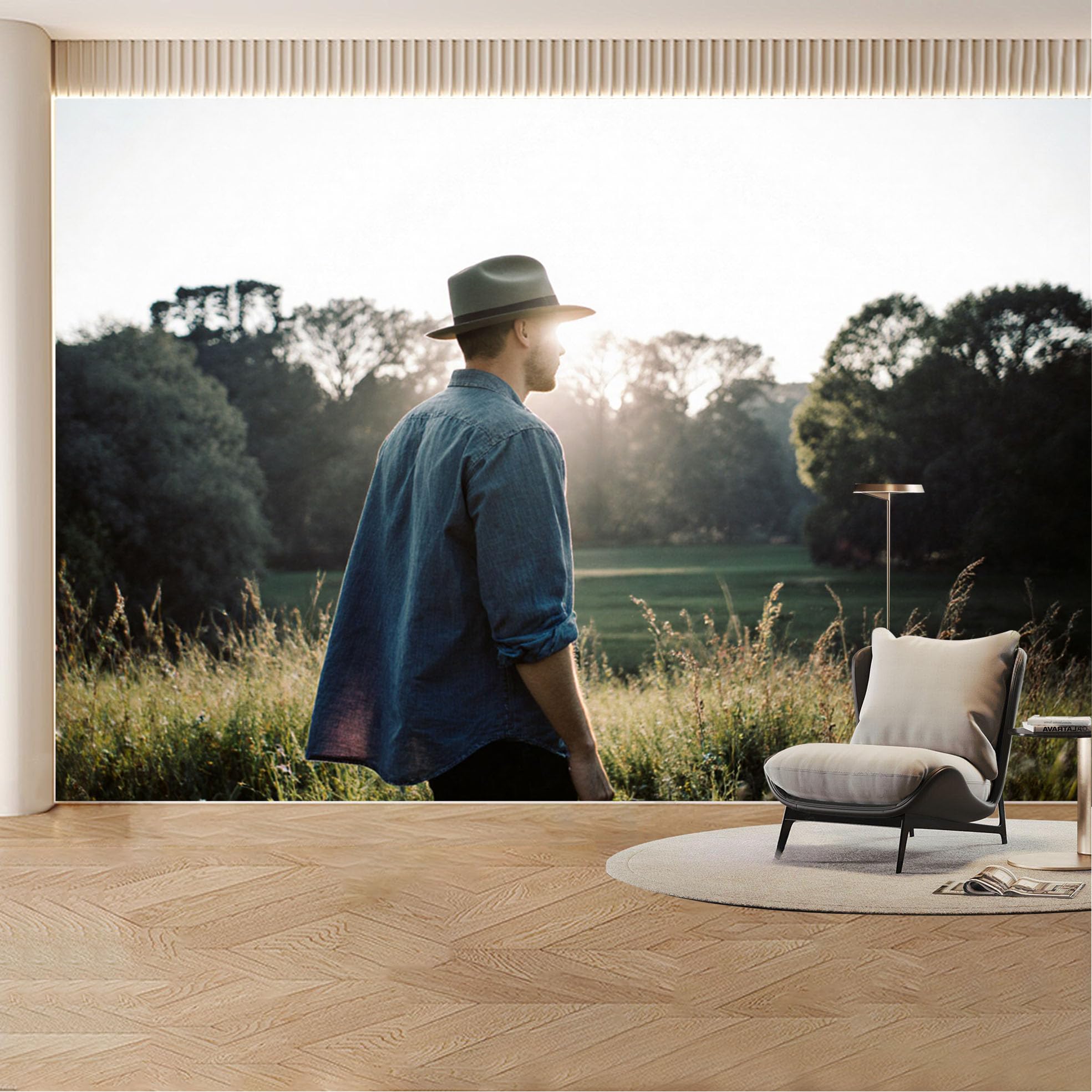 Custom Wall Mural Wallpaper Forest Landscape Nature Wall Decor Large Wall Art Minimalist Sunset Misty Removable SelfAdhesive Large Photo for Living Room， Bedroom， Office