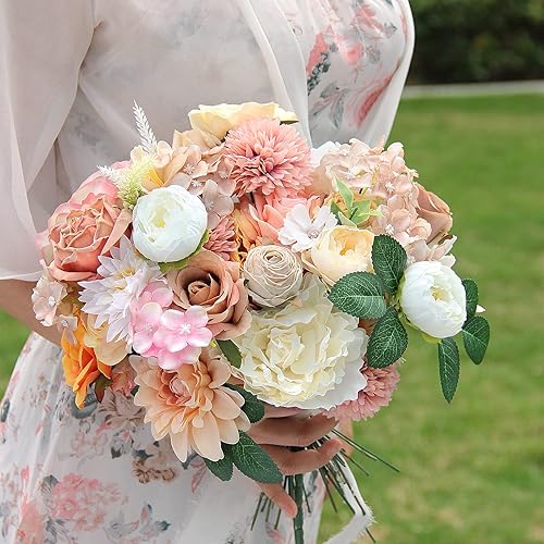 Miniatura 3 de Flores artificiales, flores sintéticas, mezcla de rosas, peonía, margarita, hortensia, flores falsas de seda a granel para ramos de boda, guirnalda,
