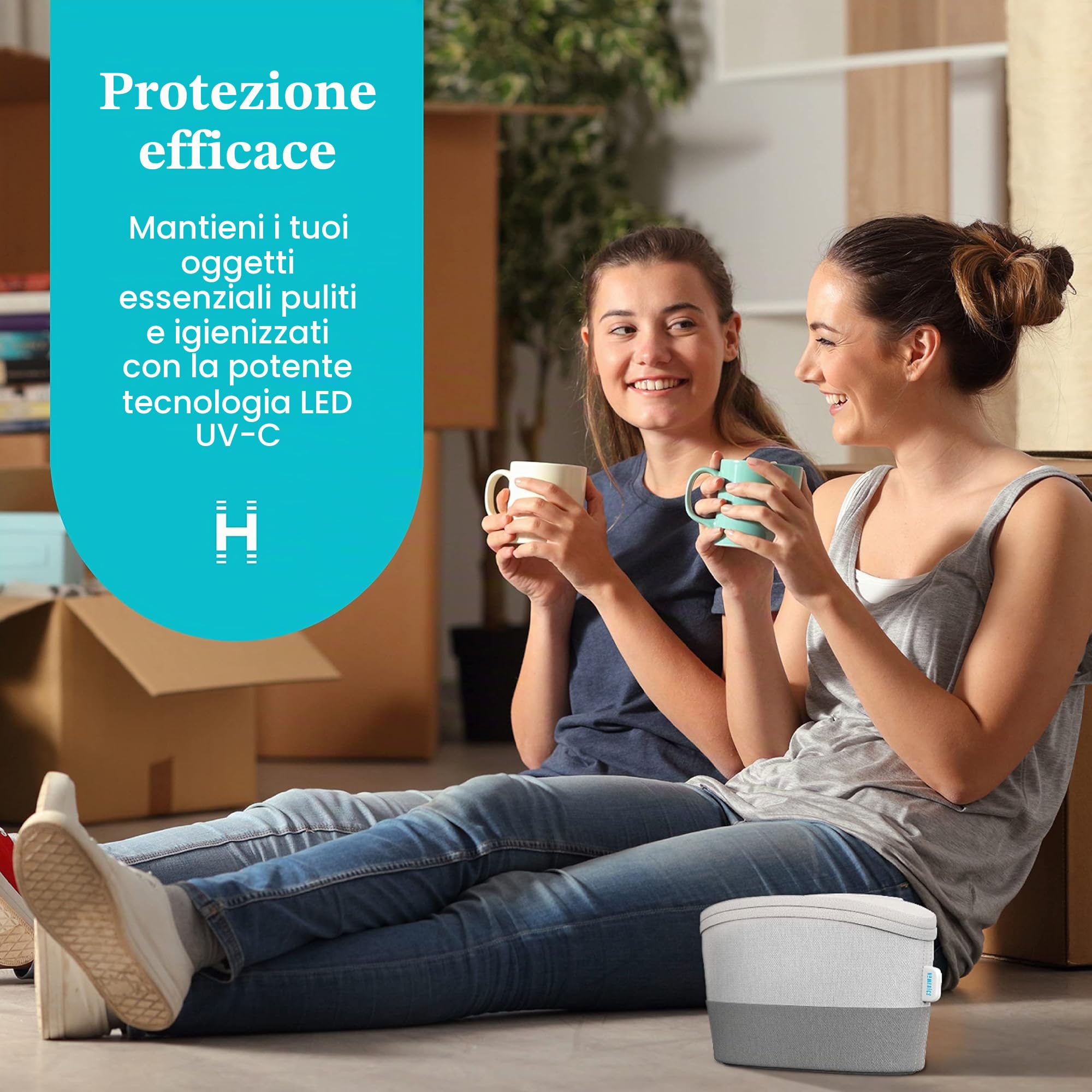 Homedics UV-Clean Sterilizzatore Portatile per Smartphone, Ciuccio, Chiavi, Occhiali, Disinfettante, Uccide fino al 99.9% di Virus e Batteri, Grigio
