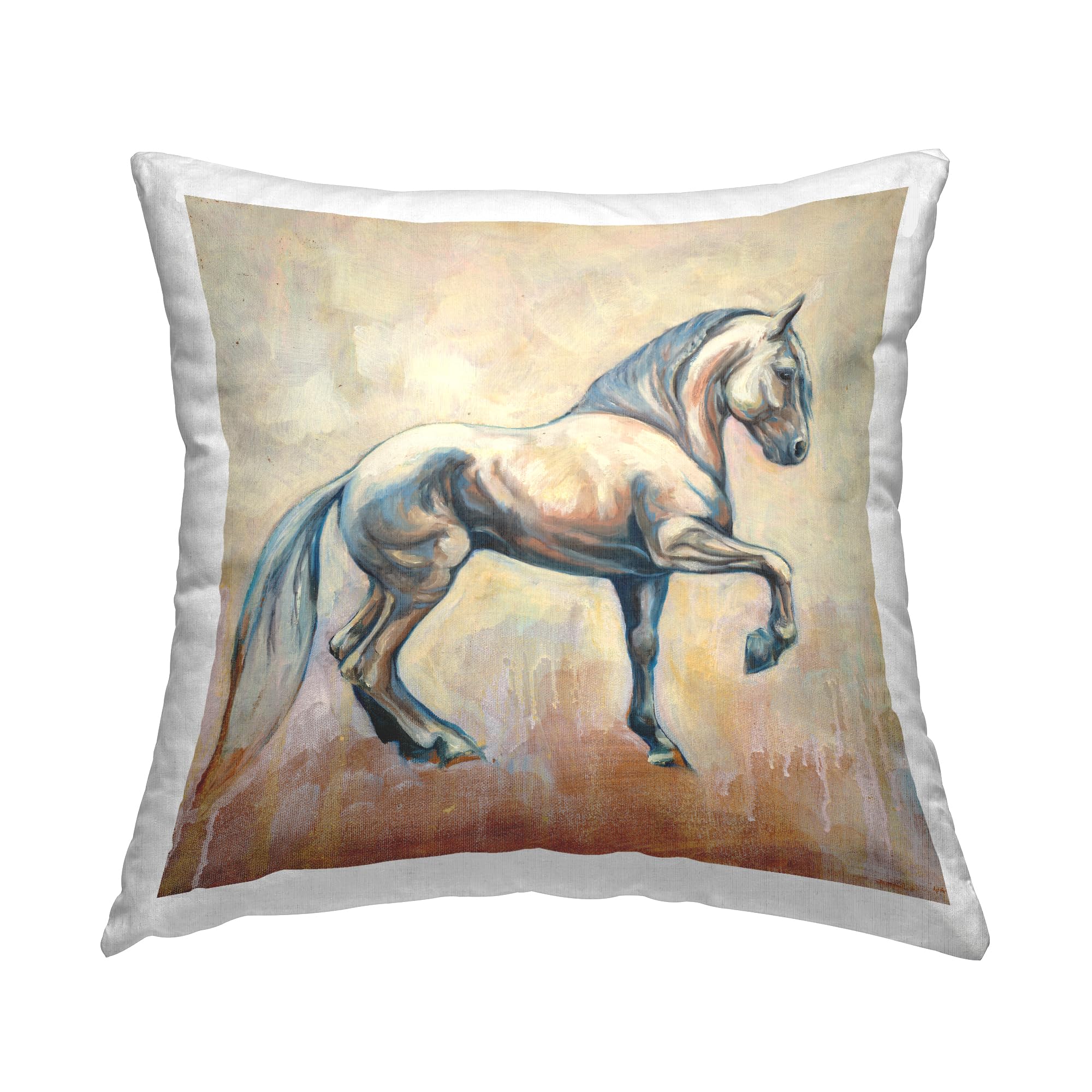 Stupell Industries Prancing Stallion Modern Drip Design by Liz Sunridge Throw Pillow, 18 x 18, Brown