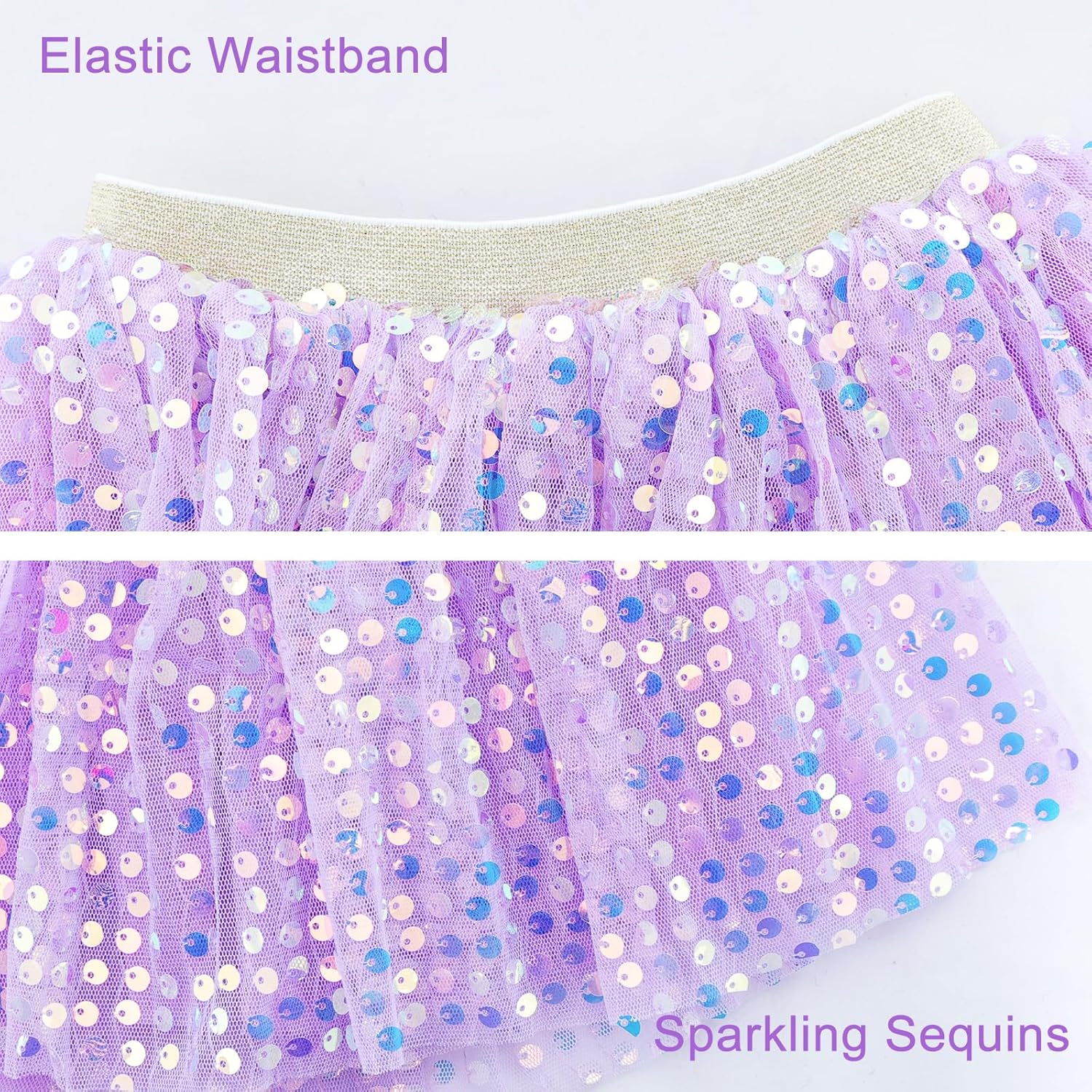 Toddler Girls Layered Tutus Skirt Sparkling Sequin Tulle Dance Skirts Birthday Fashion Clothes - Image 5