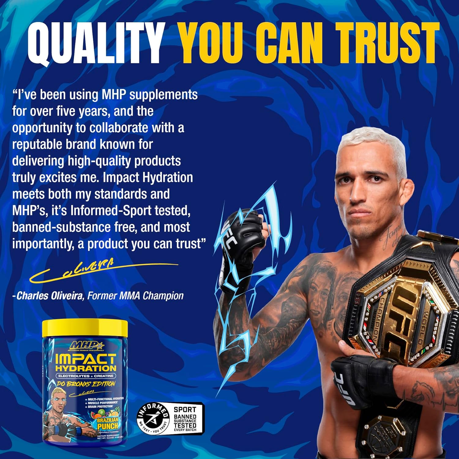 MHP Impact Hydration “Do Bronx Edition” Electrolyte Creatine Sports Drink Mix, No Artificial Sweeteners or Colors, Performance, Strength, Recovery, Brazilian Punch, 30 Servings - Image 3