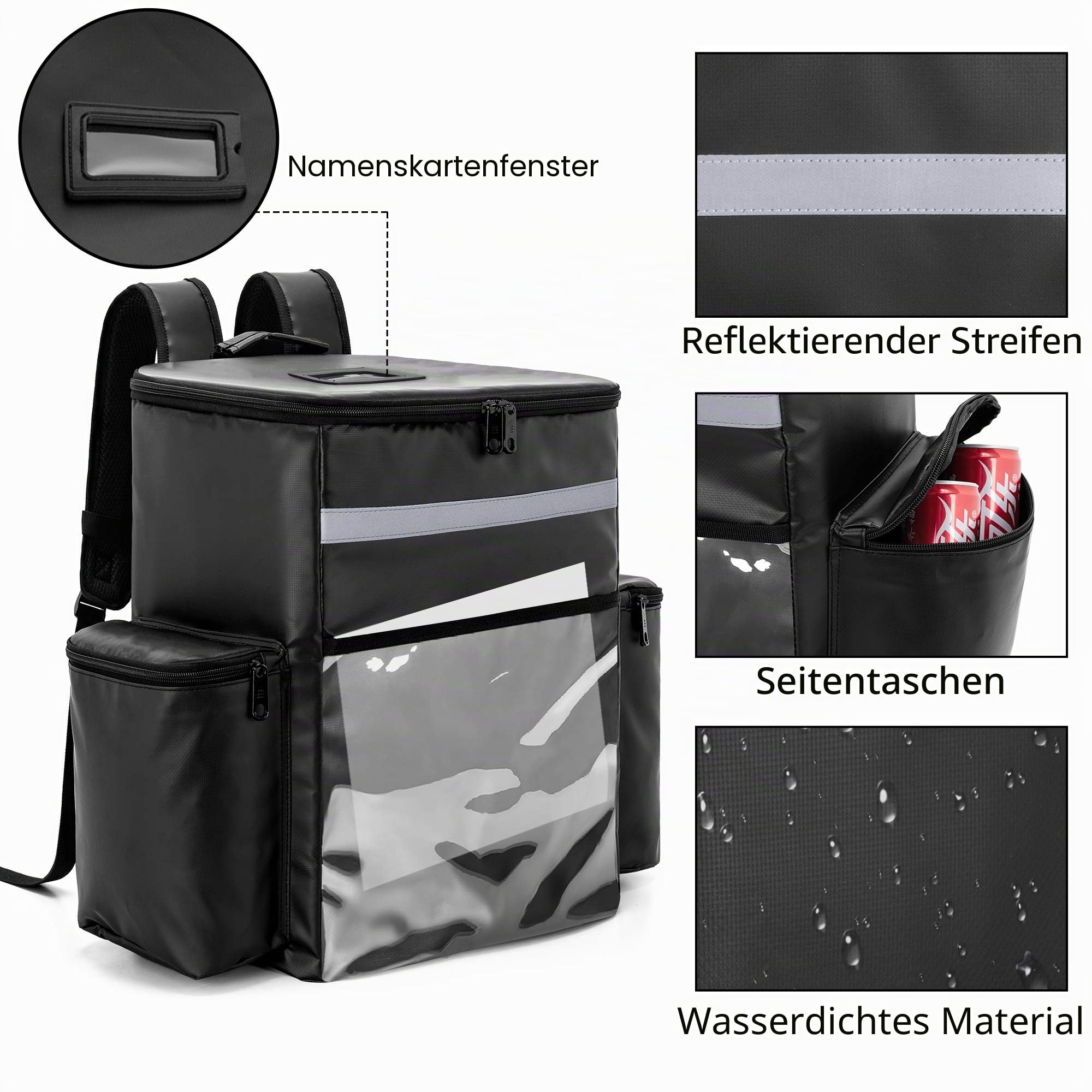 Trunab Kühltasche Lieferrucksack Isoliert, über Essen Lieferung | Wasserdichter Thermorucksack, Große Kapazität mit Mehrere Taschen, Geeignet für Picknick, Strand