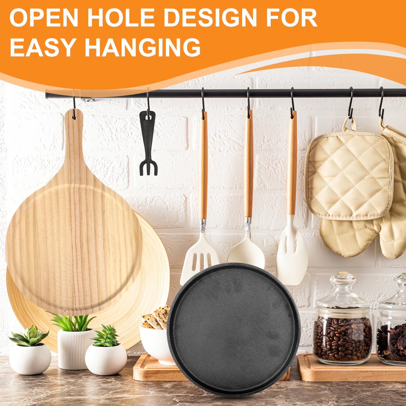 Lot de 2 poêles en fonte Fajita avec dessous de plat en bois - Protection anti-brûlure - Rondes - En fonte - Antiadhésives - Pour cuisine, restaurant, barbecue, intérieur et extérieur