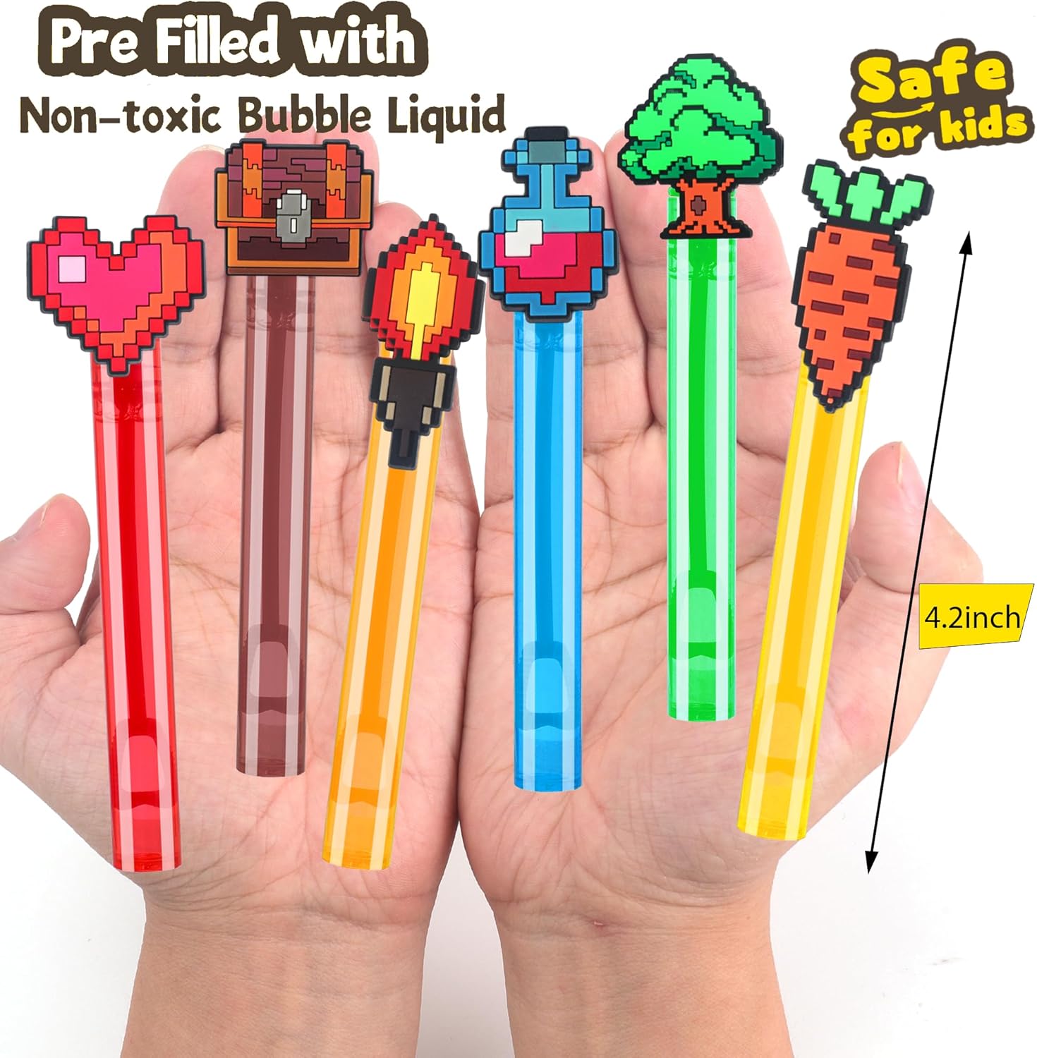24Pcs Bubble Wands for Pixel Theme Party Favors Decorations Supplies, Goodie Bag Fillers Stuffers Exchanging Gifts Classroom Prizes