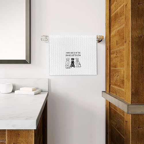 Miniatura 4 de QGFM Toallas de cocina para dueños de perros, toallas decorativas para cocina, baño, autos, regalos para dueños de perros para mujeres y hombres, I