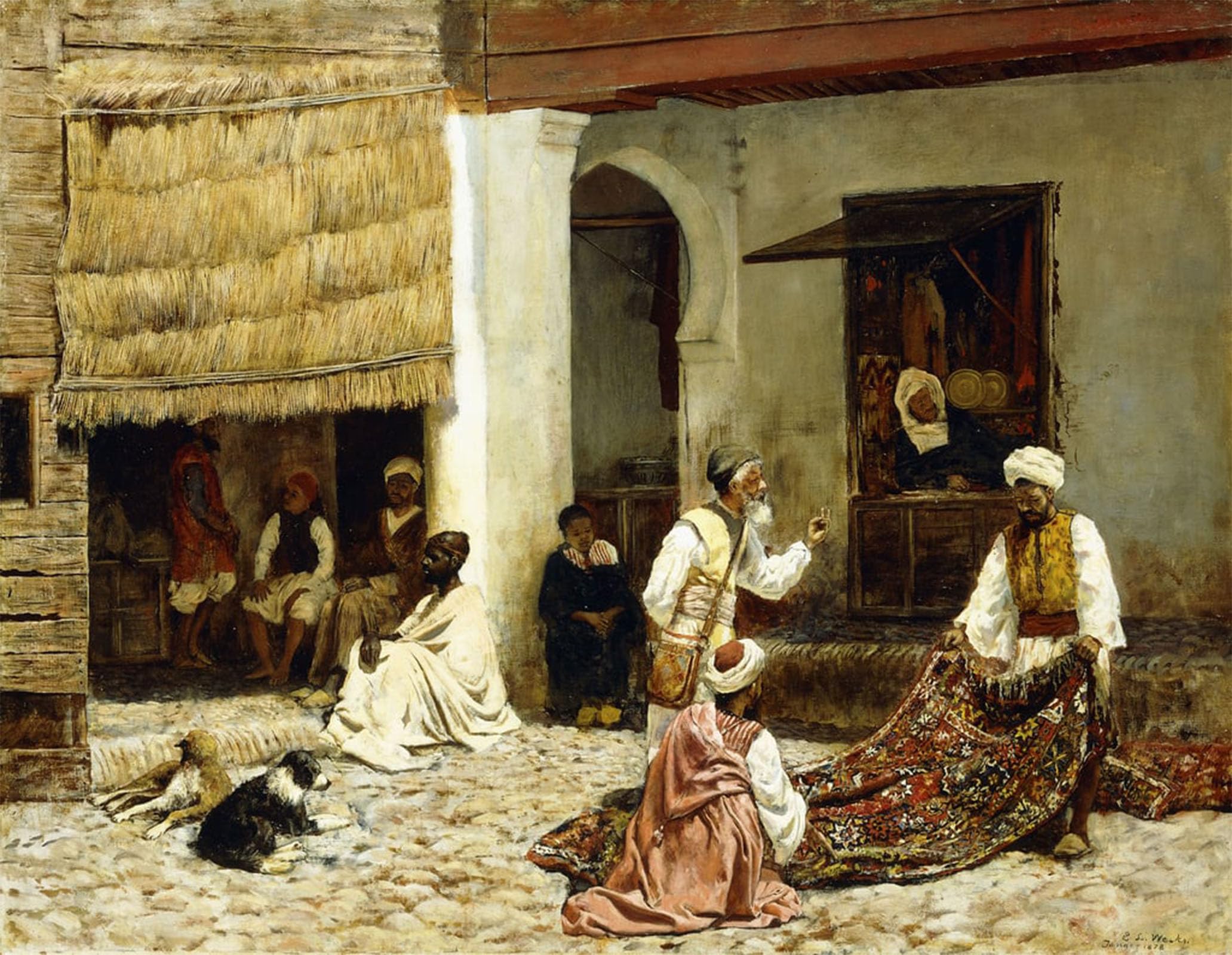 ARTXLXXBN Famous Art Print Poster Vintage Wall Art a Rug Bazaar in Tangiers by Edwin Lord Weeks Canvas Art Poster for Home Decor 60x90cm