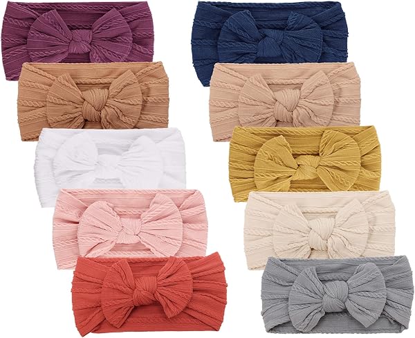 DRESHOW 10 Pcs Bébé Bandeaux Bébé Fille Bandeau Cheveux Bande de Cheveux Arc Bande de Cheveux Bandeaux Accessoires Bébé Fille Enfant Turban Bandeau - 3