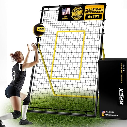 Adjustable Volleyball Rebounder Net 7x4 ft  Bounce Back Training Equipment with Angle Customization for Practicing Volleying, Bumping, Spiking