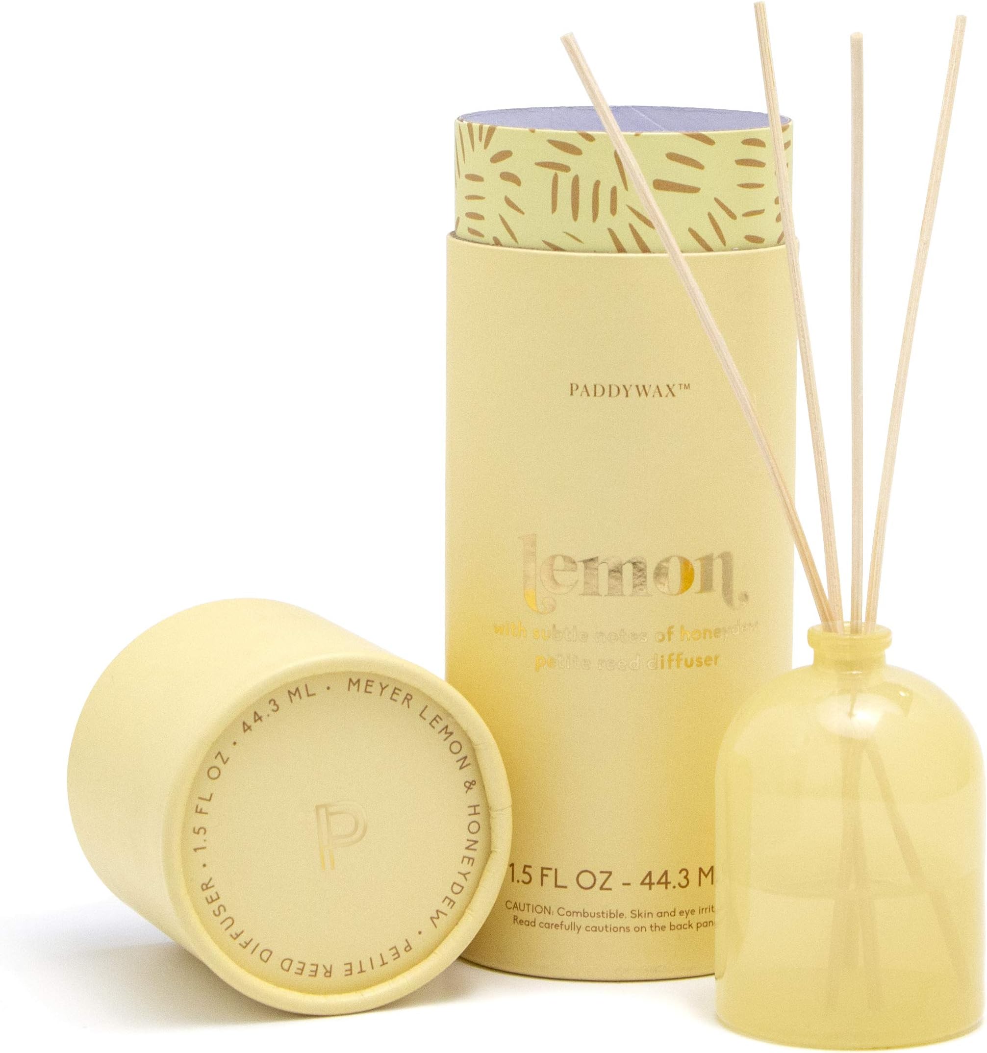 Paddywax Candles Petite Collection Reed Diffuser, 1.5-Ounce, Yellow - Meyer Lemon