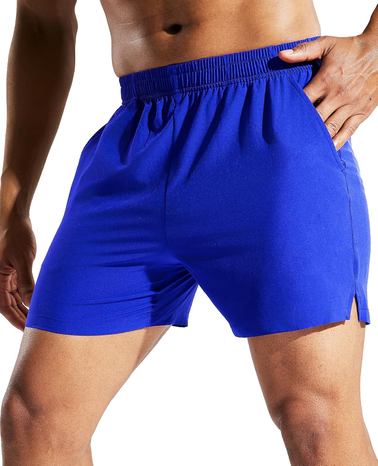 MIER Men's 5 Inch Running Athletic Shorts with Pockets Quick Dry Lightweight Gym Workout Shorts, Elastic Waist