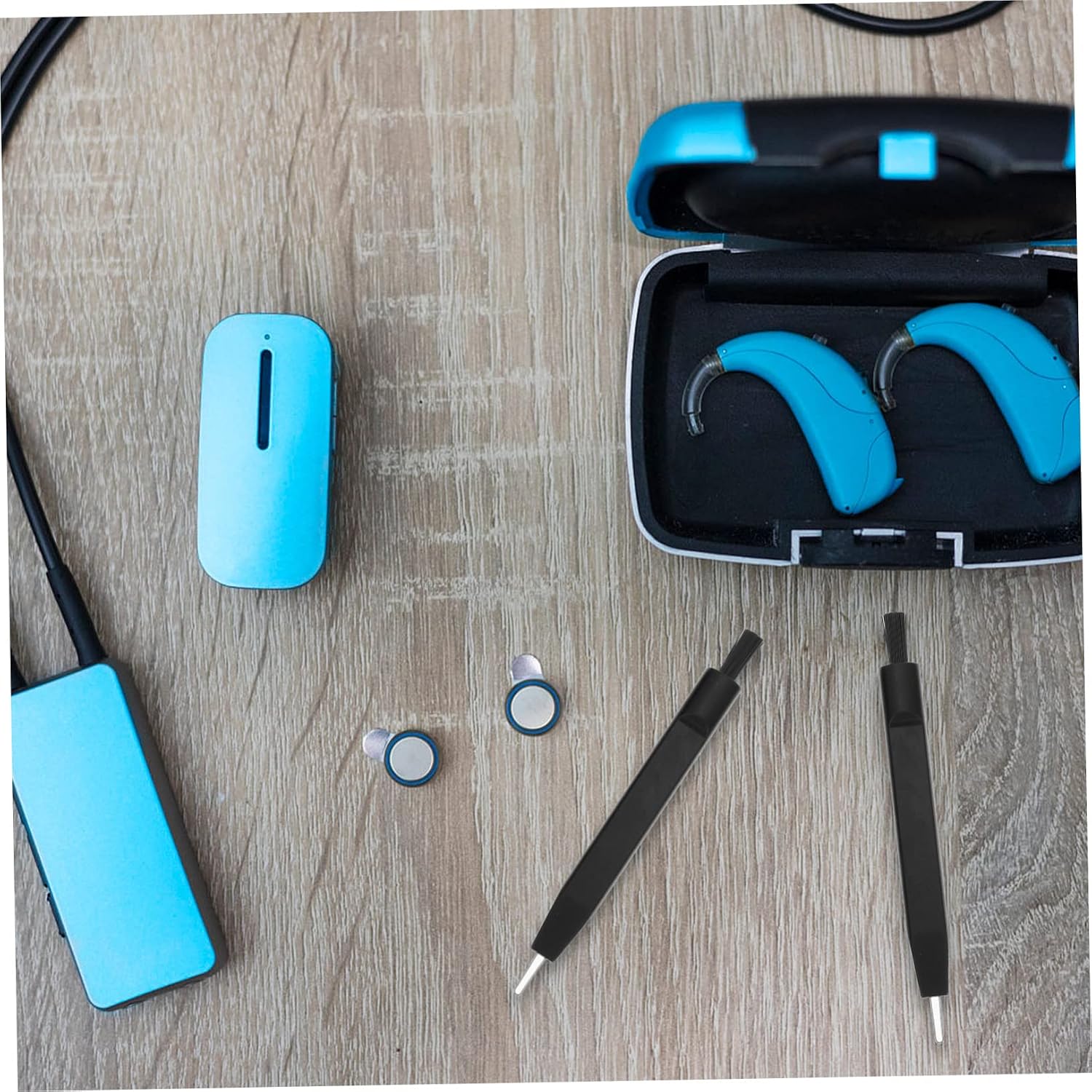 COLLBATH 5pcs u Shaped Hook Hearing Aid Cleaning Brush Set Non-Slip Portable Cleaning Tools for Hearing Amplifiers and Accessories