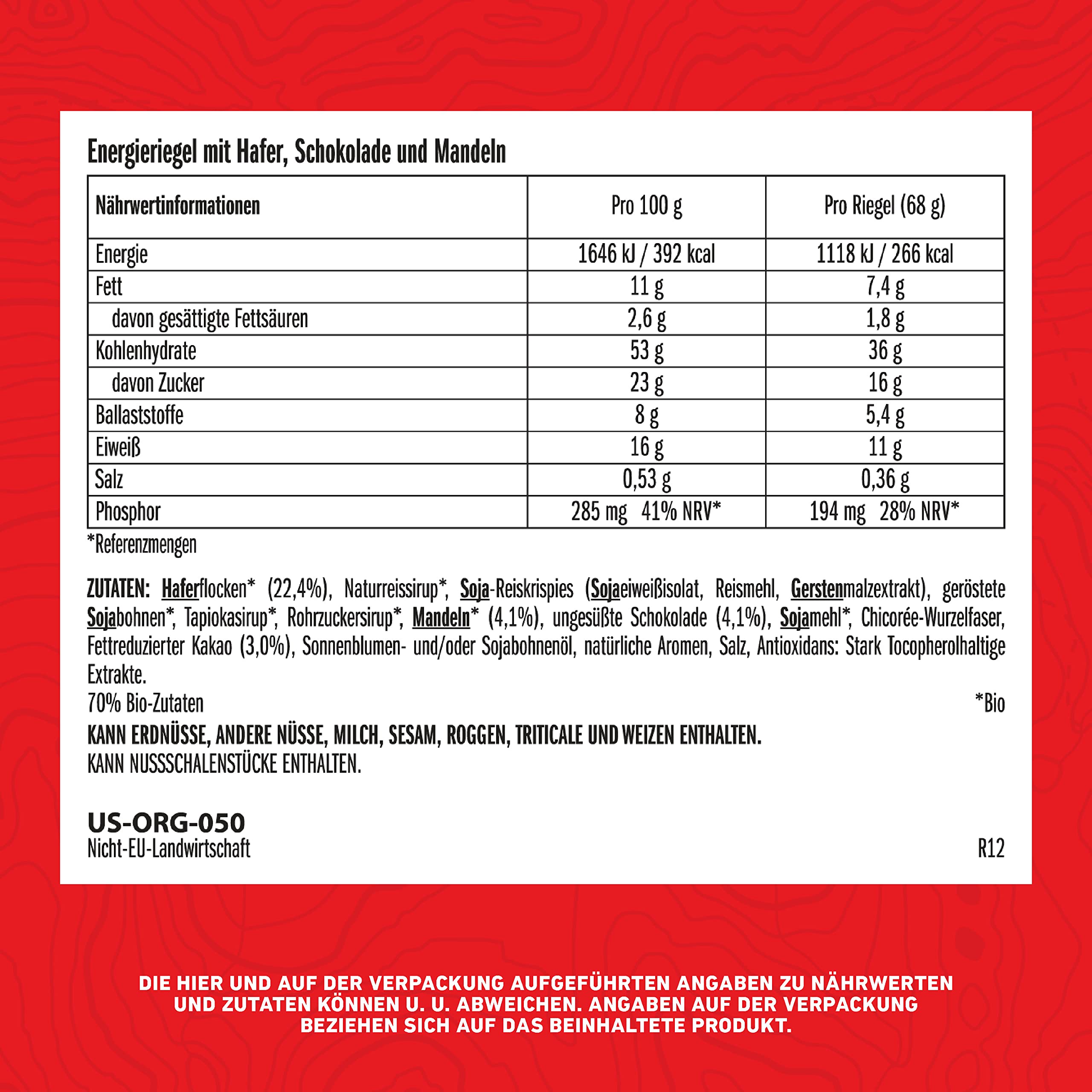CLIF Bar Energieriegel, Chocolate Almond Fudge, 12er Pack (12x68g)