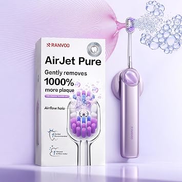 RANVOO AirJet P5 [New-Gen Bubble Brush | Zero Friction Deep Clean] Electric Toothbrush for Adults, Plaque Removal & Gum Care, Soft Bristles, 90-Day Battery, Travel Case, Gift Choice, Purple