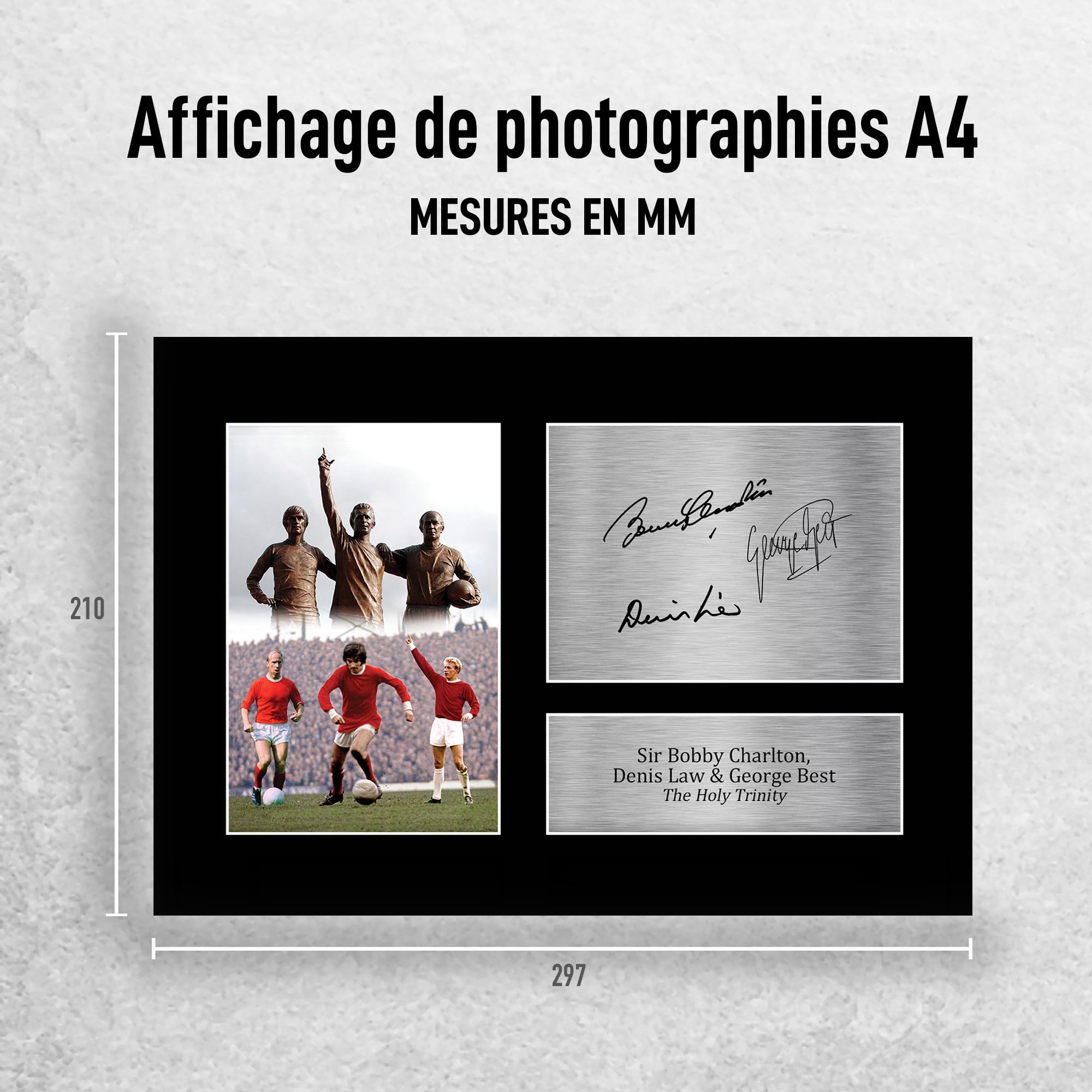 Photo Imprimée George Best Signée - Format A4 - Cadre Noir Mat - Cadeau Fan De Football - Collectionneur