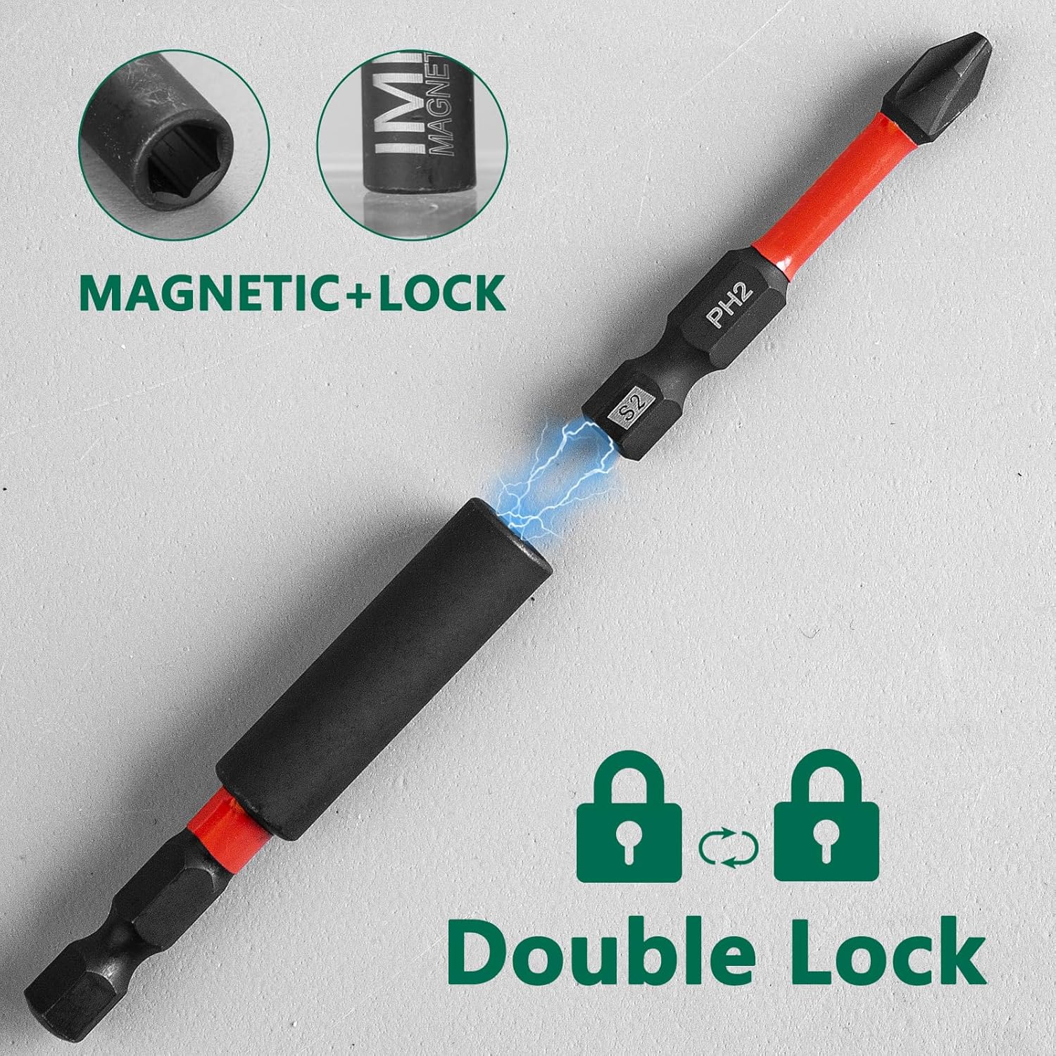 22-Piece Magnetic Impact Bit Set - Torx/Hex/Flat Bits + Holder, S2 Steel Construction with Organizer Sleeve & Storage Strip