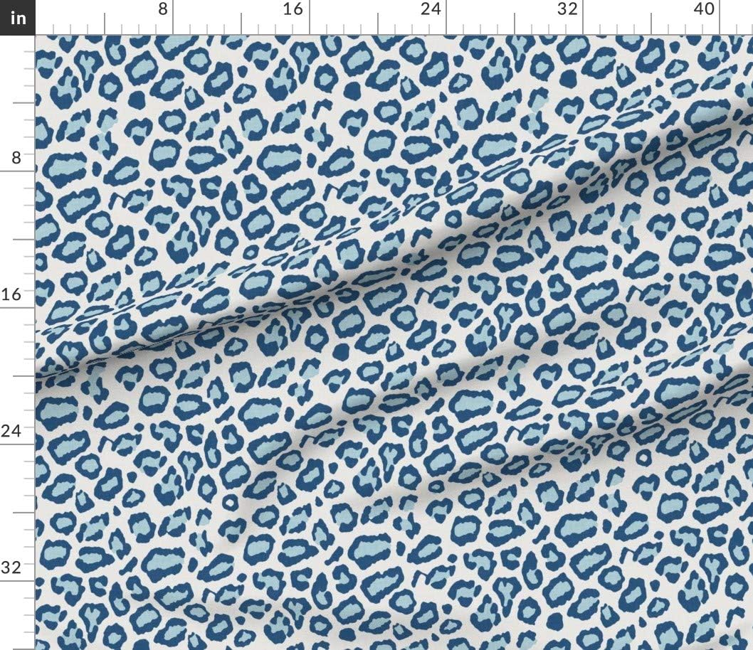 Spoonflower Fabric - Leopard Skin Blue Animal Retro Print Cheetah Jaguar Spots Dots Safari Printed on Petal Signature Cotton Fabric by The Yard - Sewing Quilting Apparel Crafts Decor