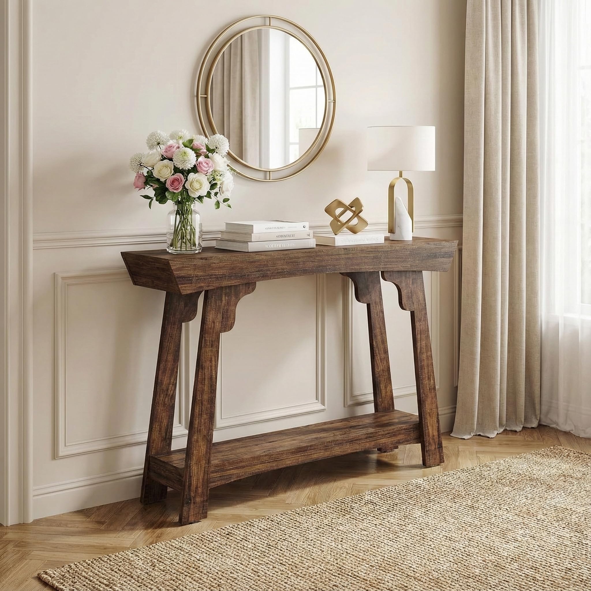 Lailang 105cm Consolle Ingresso, Mobile Corridoio Stretto E Lungo, Mobiletto Ingresso Salvaspazio, Consolle Legno, Mobile Dietro Divano, 105 x 30 x 85 cm, Marrone Rustico