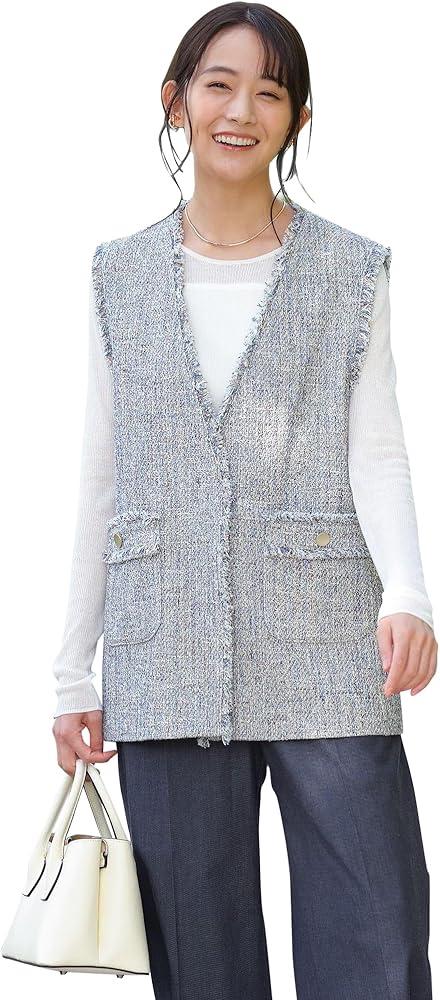 【新品未使用】ユナイテッドアローズ　ミックスツイードライク ジレ ネイビー UNITED ARROWS green label relaxing - 【NAVY】ミックス