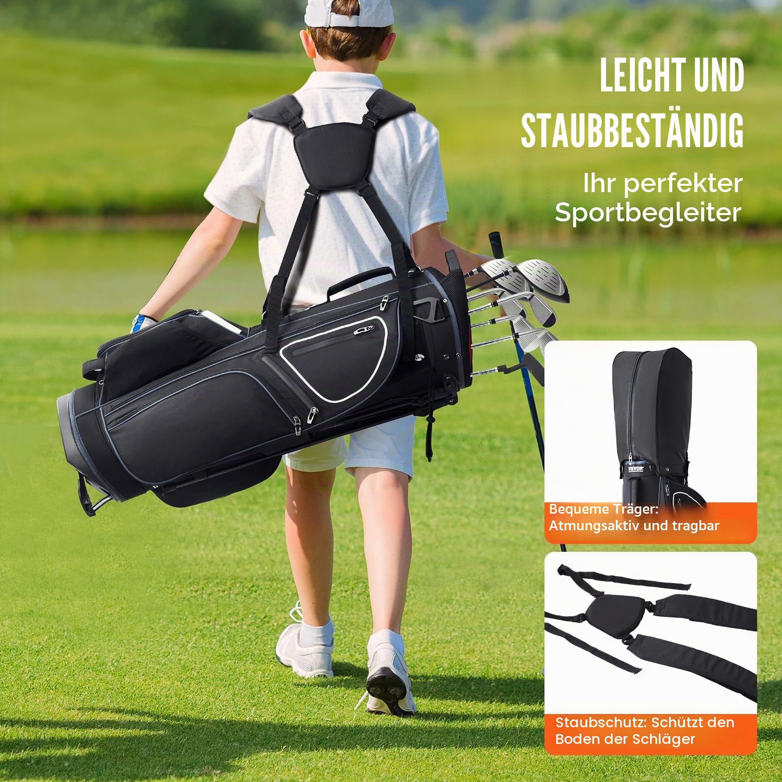 VEVOR Golfwagentasche mit 14-Wege-Organizer-Trennwand, Premium-Wagentasche mit Ständer, langlebige Golftaschen mit Griffen und Staubschutz und abnehmbarem Doppelgurt für Männer und Frauen