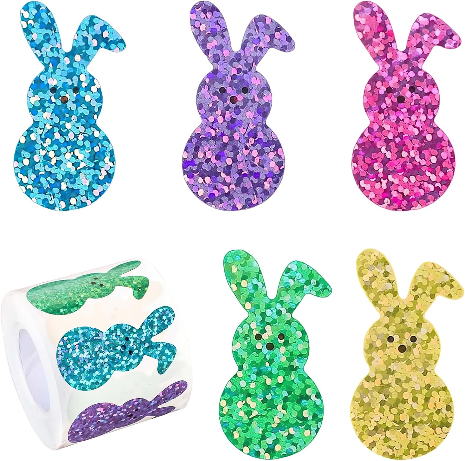 500Pcs Easter Stickers, Multicolor Cartoon Easter Stickers, Happy Easters Bunny Sticker for Kids Children Party, Easters Bunny Sticker, for Paper, Card, Plastic, Glass, Easter Crafts, Party Bags