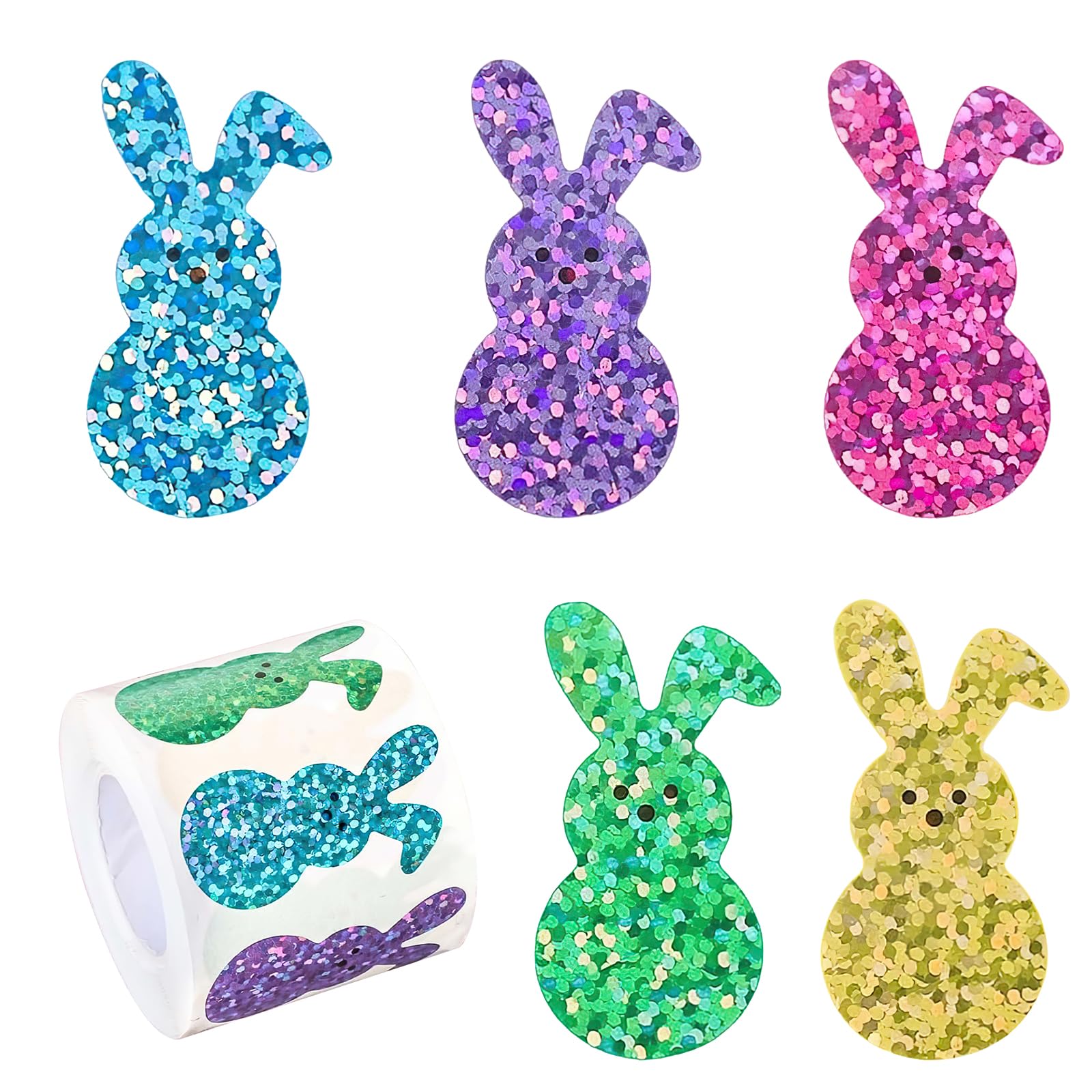500Pcs Easter Stickers, Multicolor Cartoon Easter Stickers, Happy Easters Bunny Sticker for Kids Children Party, Easters Bunny Sticker, for Paper, Card, Plastic, Glass, Easter Crafts, Party Bags