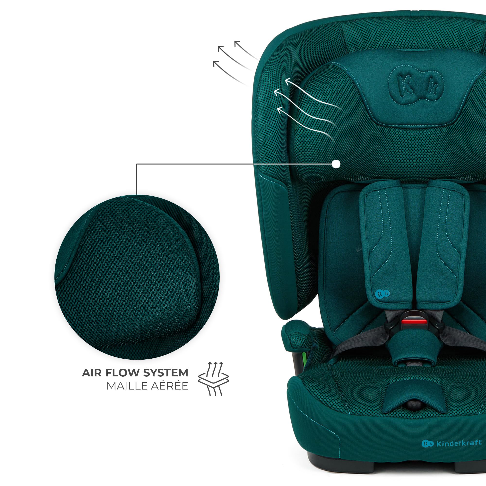 Kinderkraft FIX2GO Siège enfant i-Size 76-150 cm Isofix Top Tether saferide sensor jusqu'à 12 ans inclinable vert