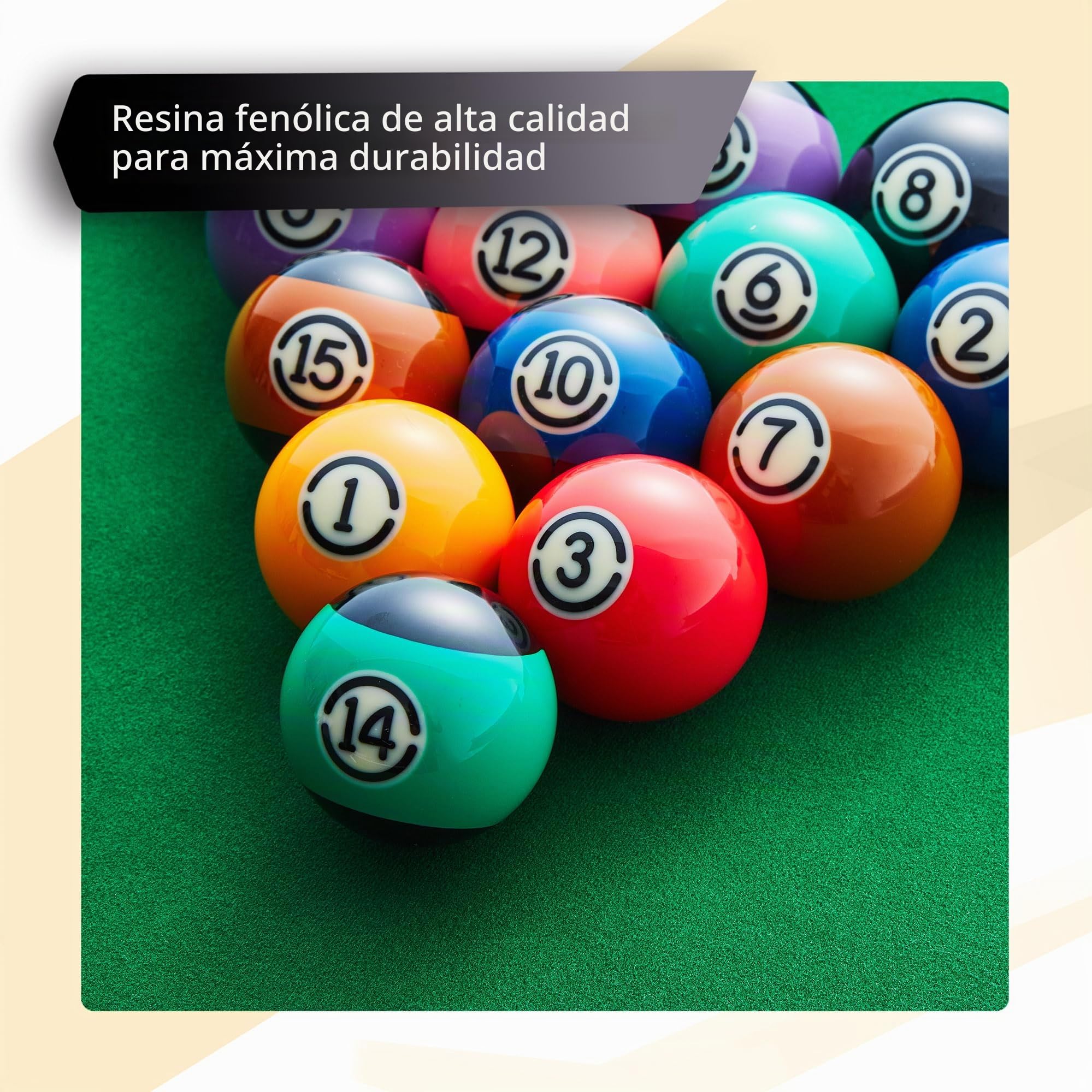 Cue-King Pelotas de billar Black Edition, grado AA+, juego de tamaño del Reino Unido de 2 pulgadas con bola punteada, juego de bolas premium para mesa de billar