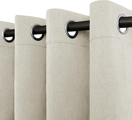 Miniatura 9 de Easy-Going Cortina de lino texturizada, 100 % opacas, de 52 x 96 pulgadas, para dormitorio, sala de estar, oscurecimiento de la habitación (juego de