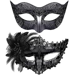 SIQUK Couple Masquerade Masks Set Venetian Party Mask Costume Mask