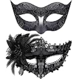 SIQUK Couple Masquerade Masks Set Venetian Party Mask Costume Mask