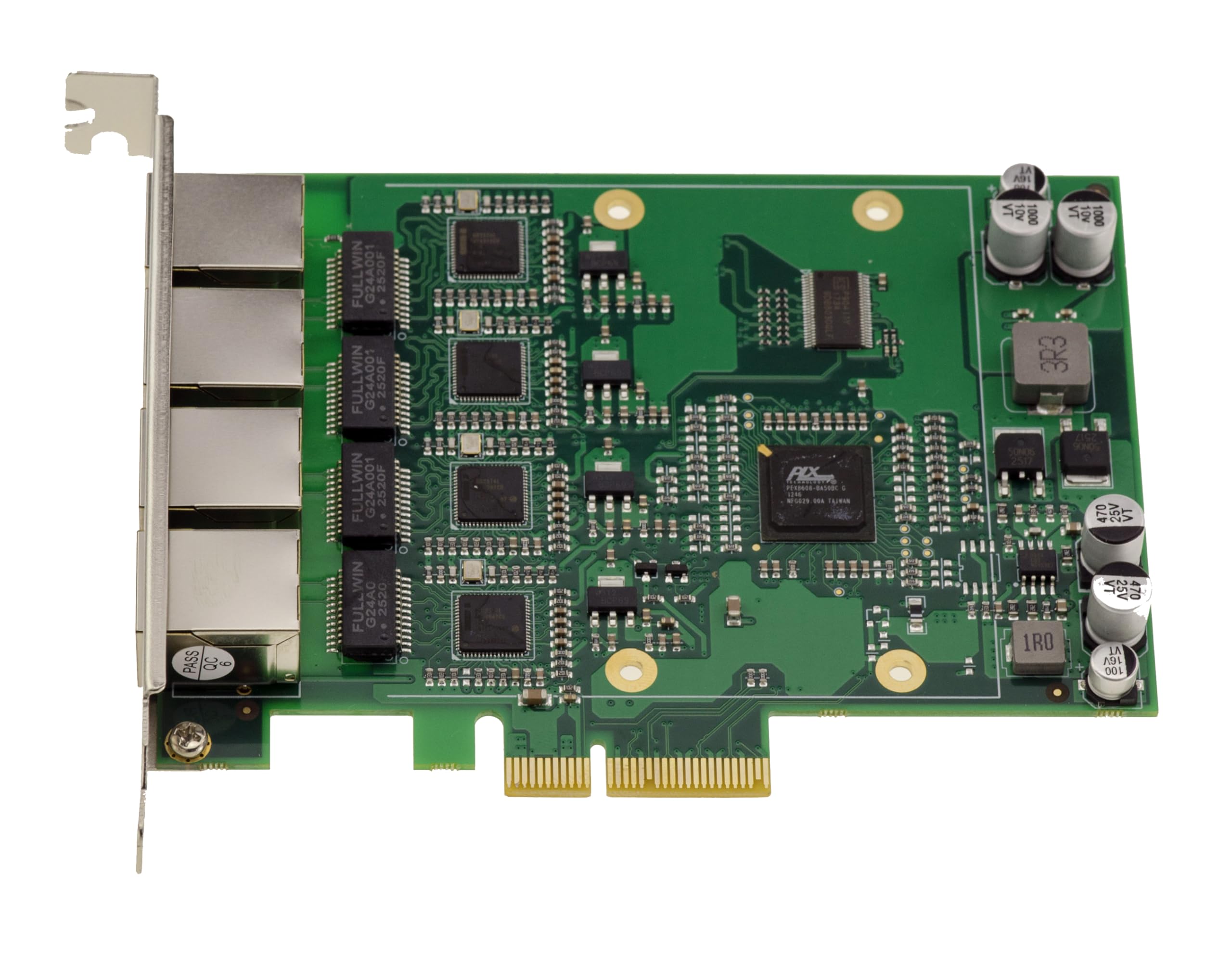 KALEA-INFORMATIQUE Scheda di rete PCIe x4 industriale a 4 porte RJ45 LAN GIGABIT ETHERNET 10 100 1000 con chipset quad Intel I82574 e ponte PLX PEX8608 20Gbps